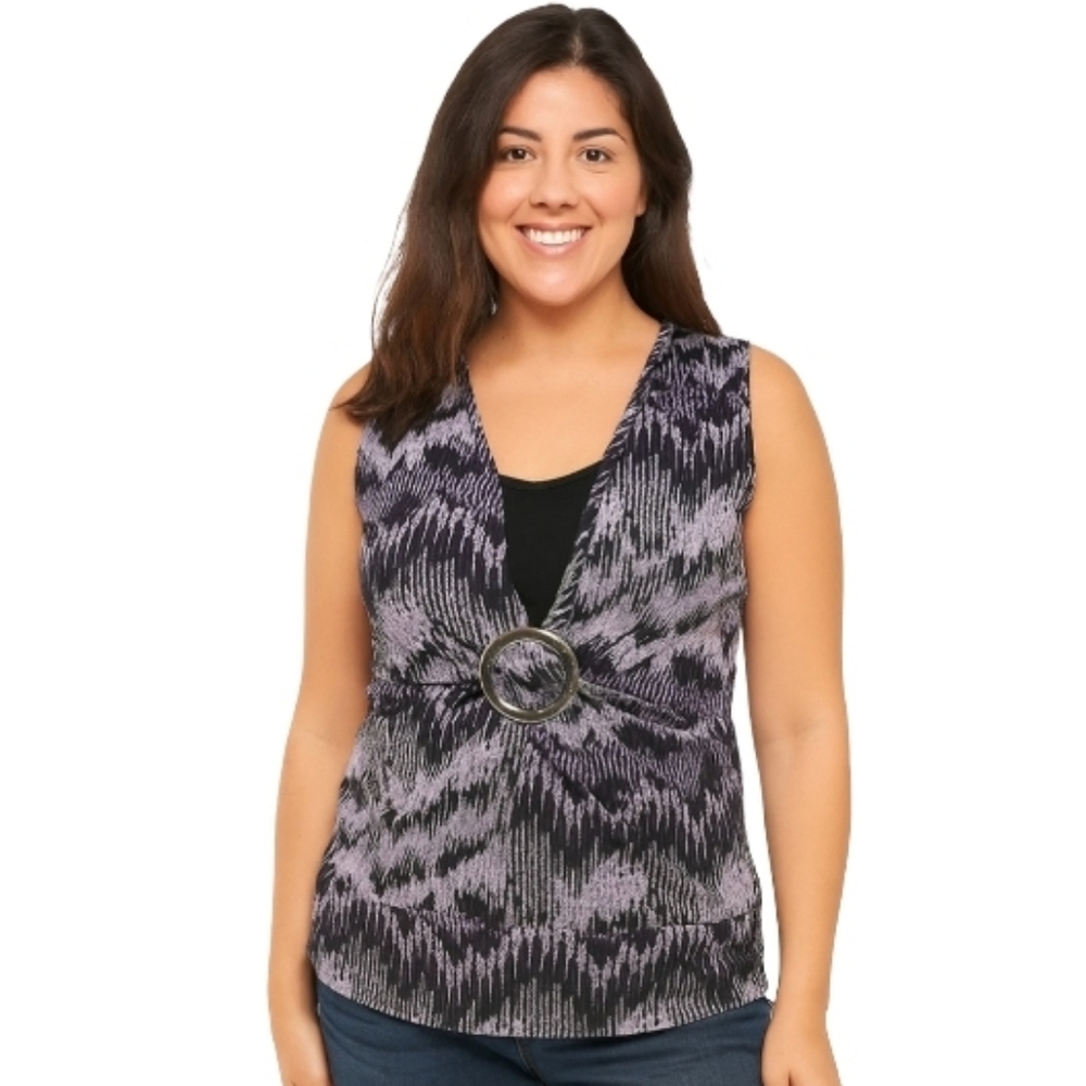 Studio 1940 Women's Medium Size Blouse Multicolor with‎ Silver Buckle